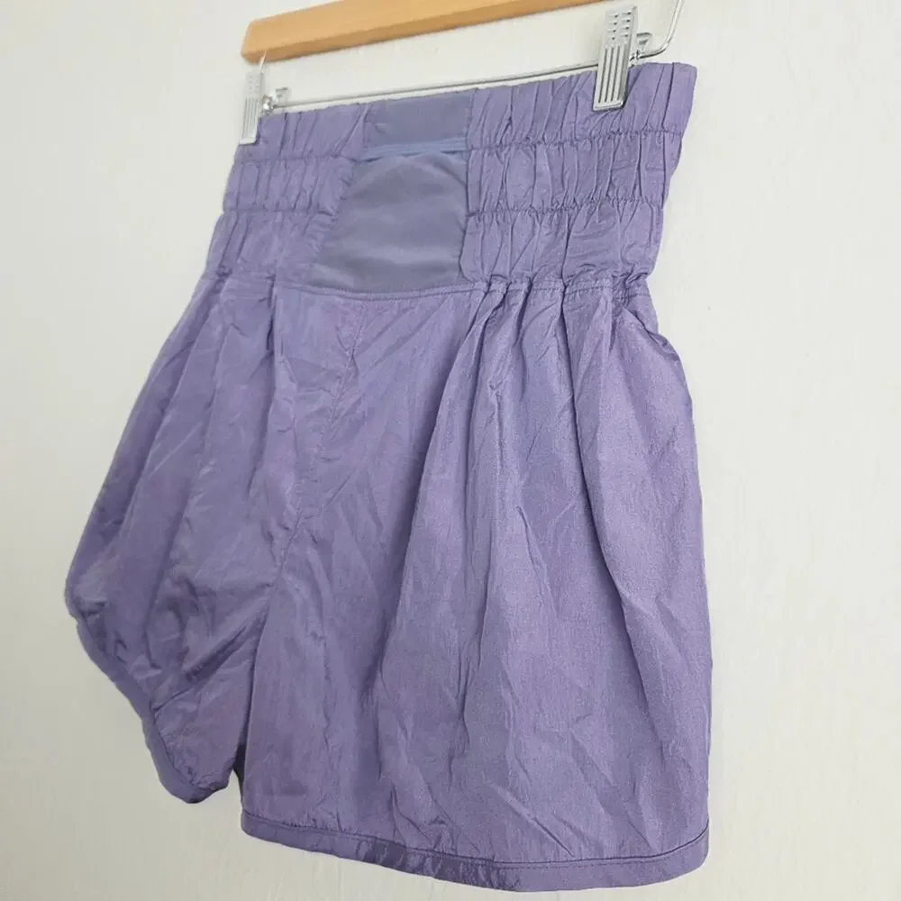 FP Movement The Way Home Shorts Deep Sea Purple High Rise Smocked Running M NEW